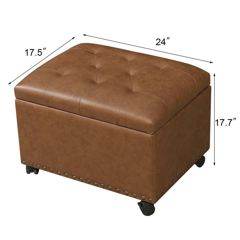 Adeco High End Classy Tufted Storage Ottoman Bench Footstool