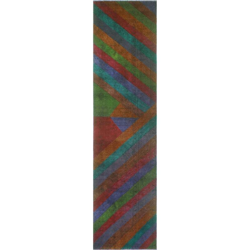 Vintage Overdyed Yelitza Purple/Charcoal Runner - 3'0" x 12'7"