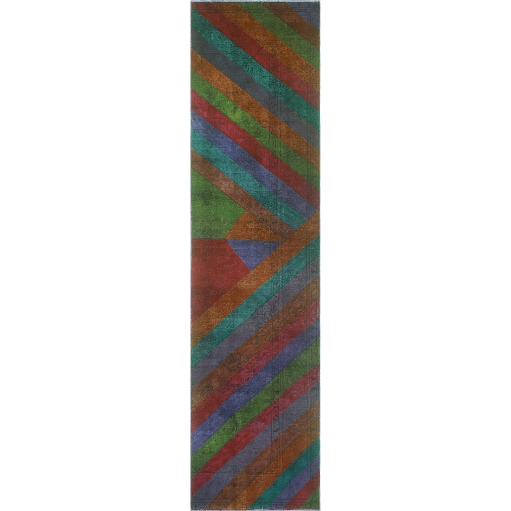 Vintage Overdyed Yelitza Purple/Charcoal Runner - 3'0" x 12'7"