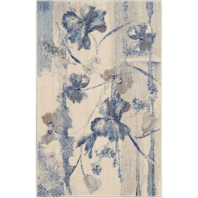 Nourison Somerset Vintage Watercolor Floral Pattern Area Rug