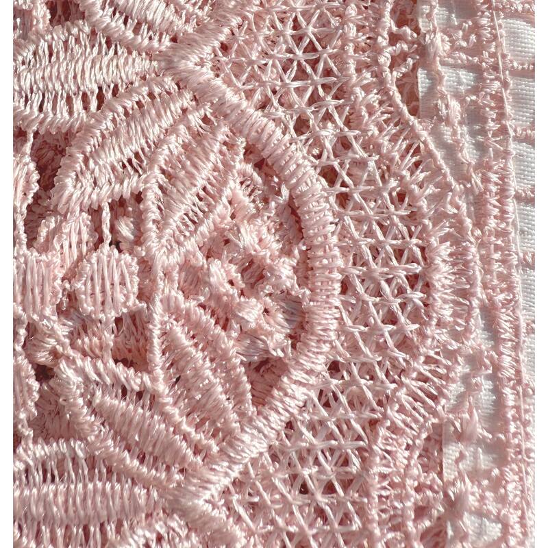 White Pink Bitterly Embroidery Kitchen Curtain 3PC Set Swag & Tiers Set