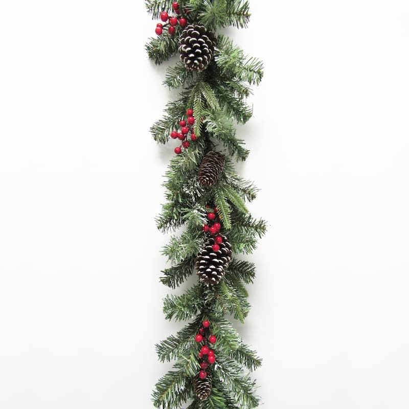 6ft Artificial Mixed Frosted Berry Pine Cone & Pine Christmas Garland - 72" L x 9" W x 6" DP