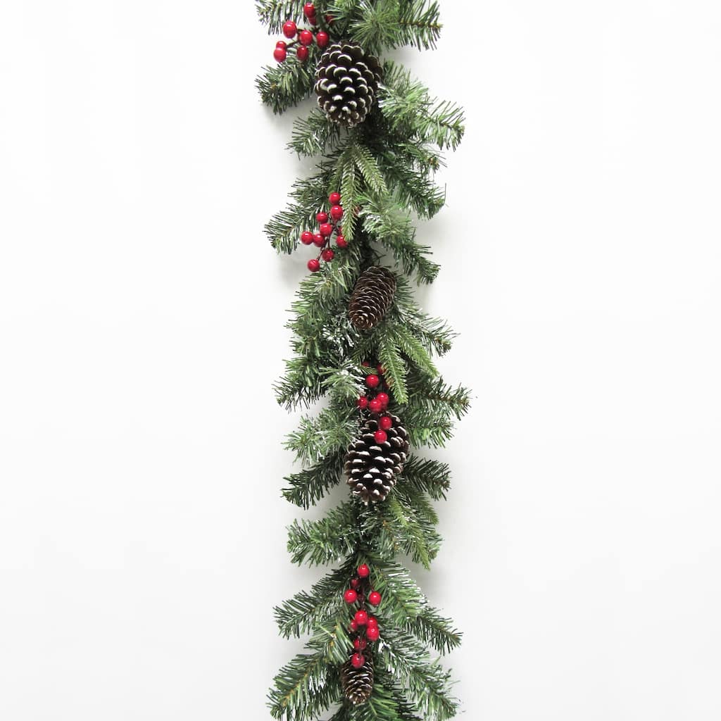 6ft Artificial Mixed Frosted Berry Pine Cone & Pine Christmas Garland - 72" L x 9" W x 6" DP