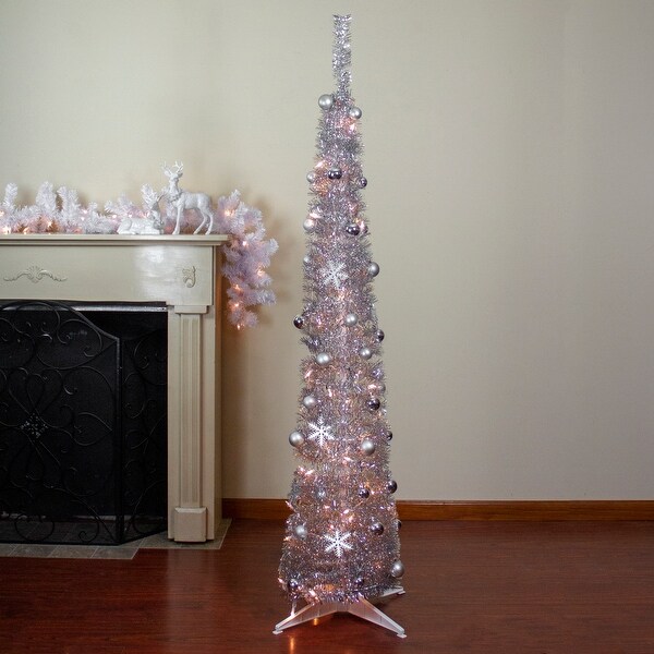 Northlight 6 Pre Lit Silver Pre Decorated Pop Up Artificial Christmas Tree