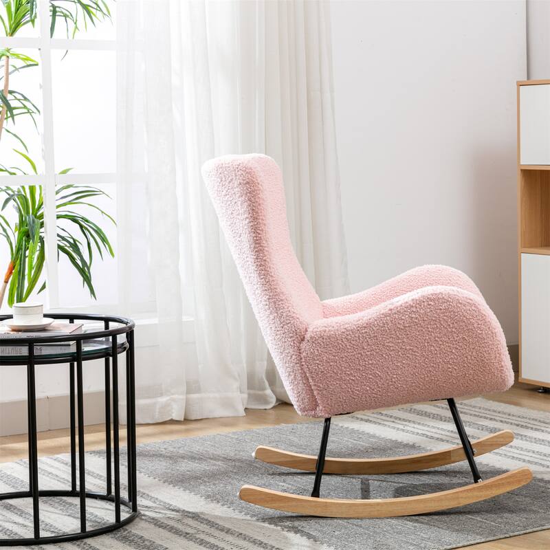 Rocking Chair With High Backrest And Armrests