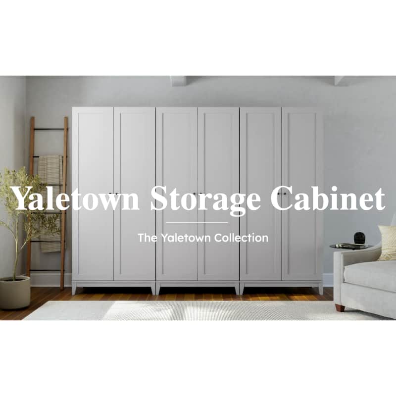 Prepac Yaletown 72" Tall Storage Cabinet with Wood Legs, Pantry Cabinet with 3 Adjustable Shelves - 32" W x 72" H x 16" D