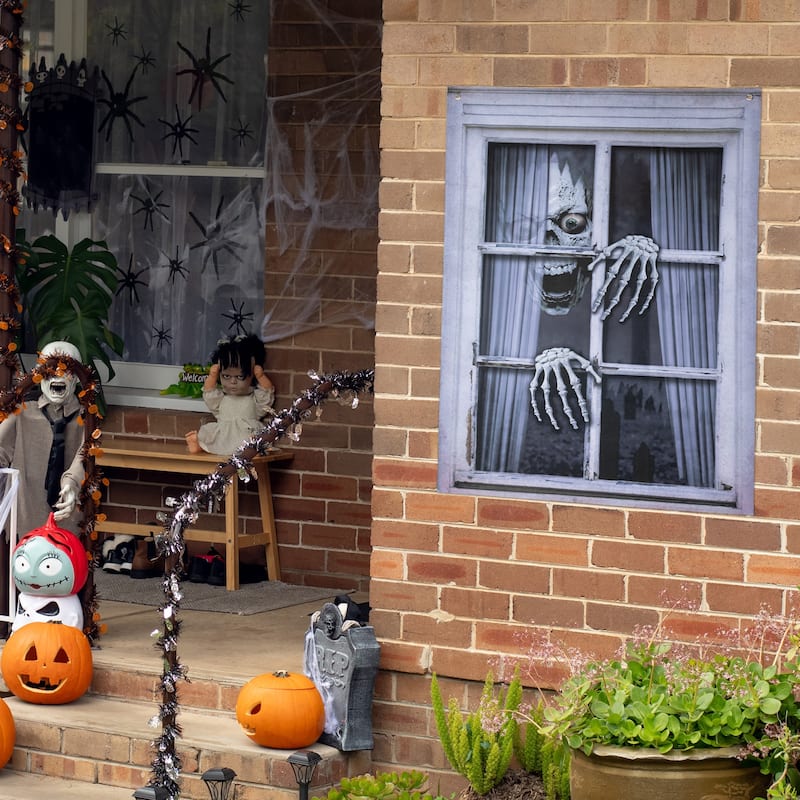 Scary Skeleton Window Cover Halloween Decoration - 46"
