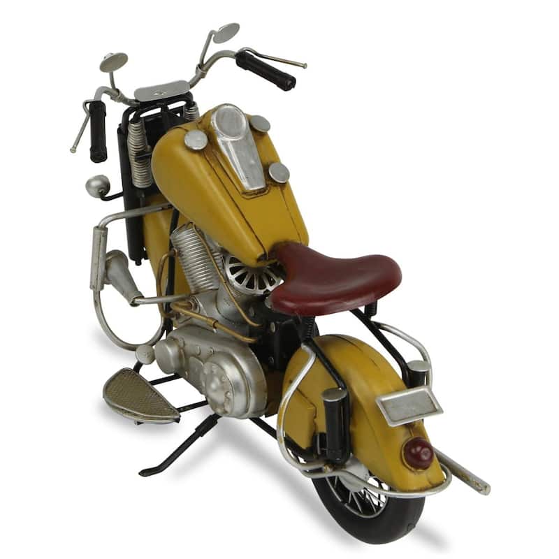 14" Yellow and Silver Motorcycle Tabletop Decoration