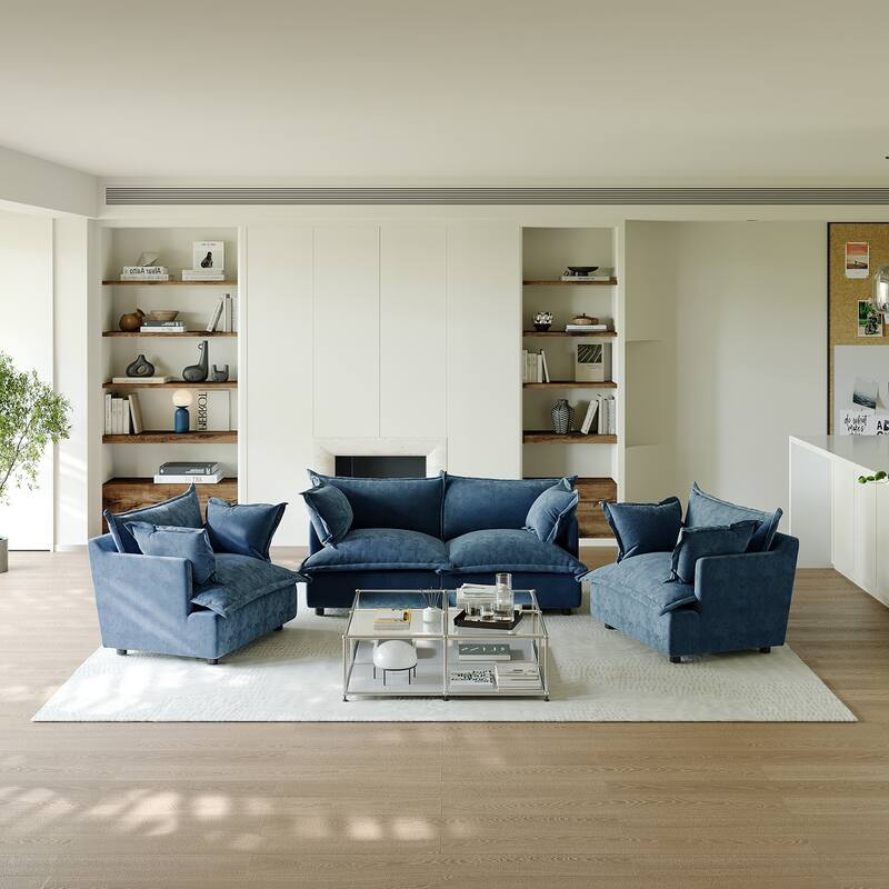 Comfy Cloud Oversized Chenille Modular Sectional Sofa Armchair Set