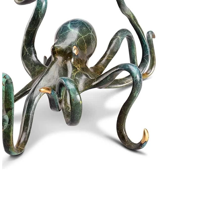 Spi Brass Deep-Sea Delight Octopus Statue - 5.5 X 10.5 X 8 inches
