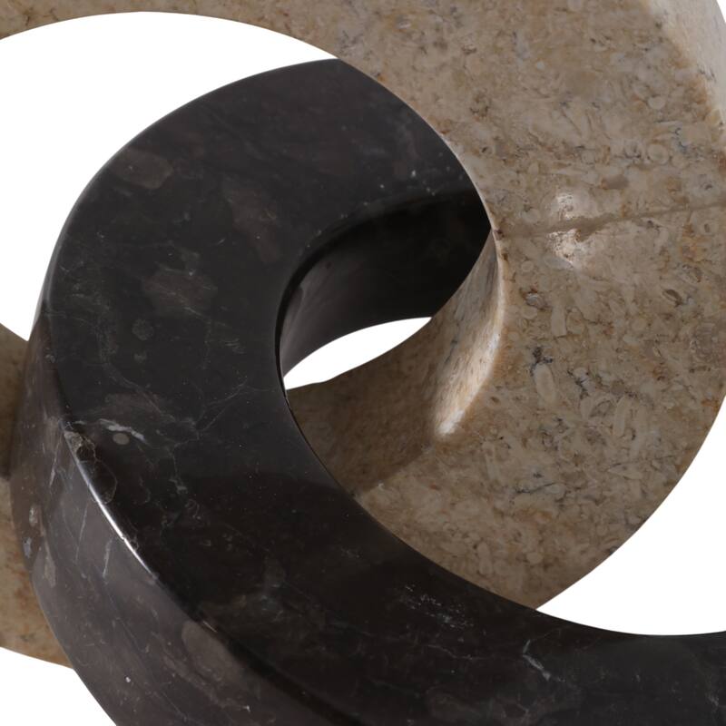 Stone Marble Decorative Object Modern Ring Design for Home - 7" Ivory - 10" x 7" x 7"