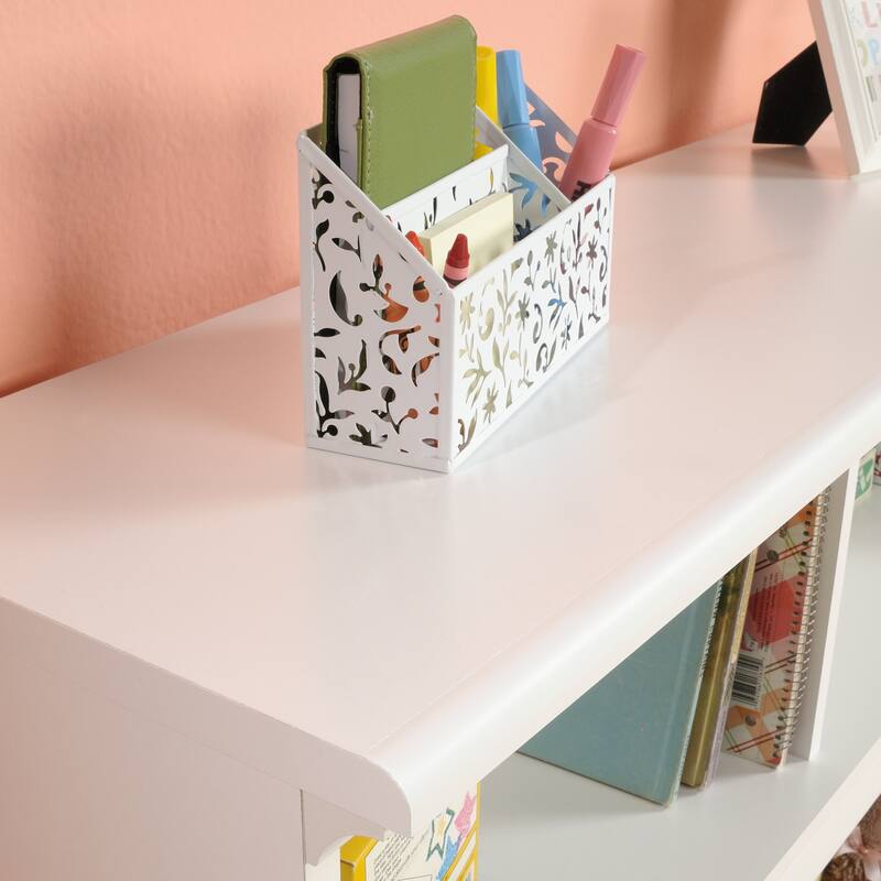 White Kids Storage Organizer with Multiple Cubbies for Toys and Books Child-Safe Design