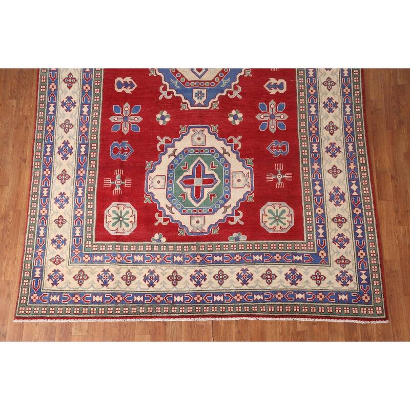 Red Kazak Area Rug Handmade Bedroom Wool Carpet - 6'7" x 10'4"