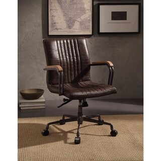 Joslin Distress Chocolate Top Grain Leather Office Chair