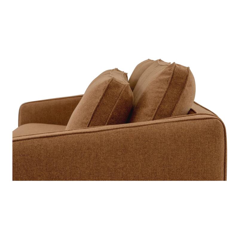 NADAAL STUDIOS Cyris Sofa, Minimalist Silhouette with Layered Back Cushions and Performance Upholstery, Rust