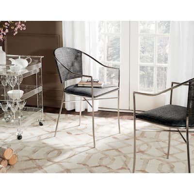SAFAVIEH Jullieta Black Arm Chair (Set of 2) - 21" W x 22.3" L x 33.5" H - 21Wx22Dx34H