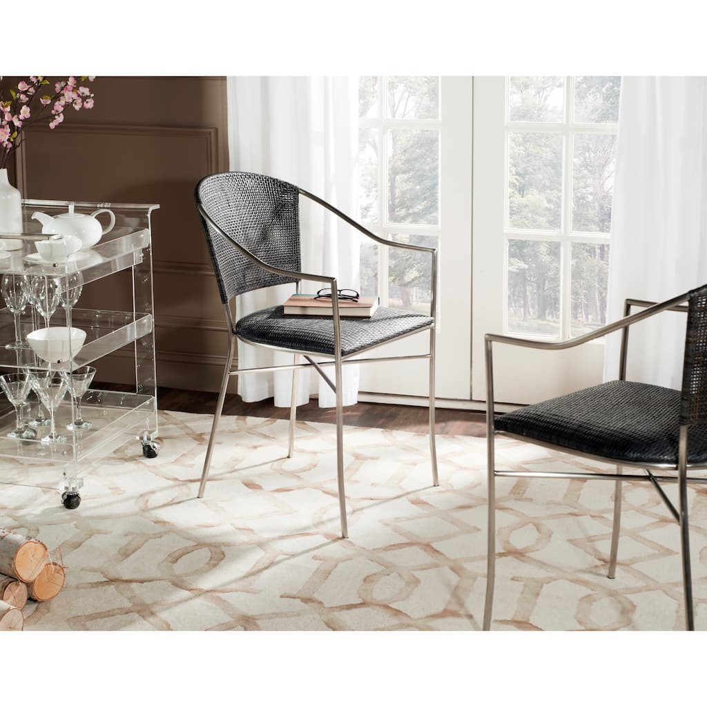 SAFAVIEH Jullieta Black Arm Chair (Set of 2) - 21" W x 22.3" L x 33.5" H - 21Wx22Dx34H