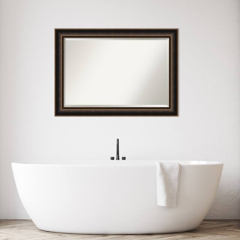 Villa Oil Rubbed Bronze Beveled Wood Framed Bathroom Vanity Wall Mirror - Villa Oil Rubbed Bronze