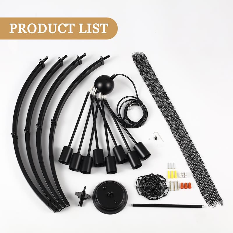 8-Light Circle Wagon Wheel Chandelier Linear Sputnik Chandelier Lighting for Kitchen Island