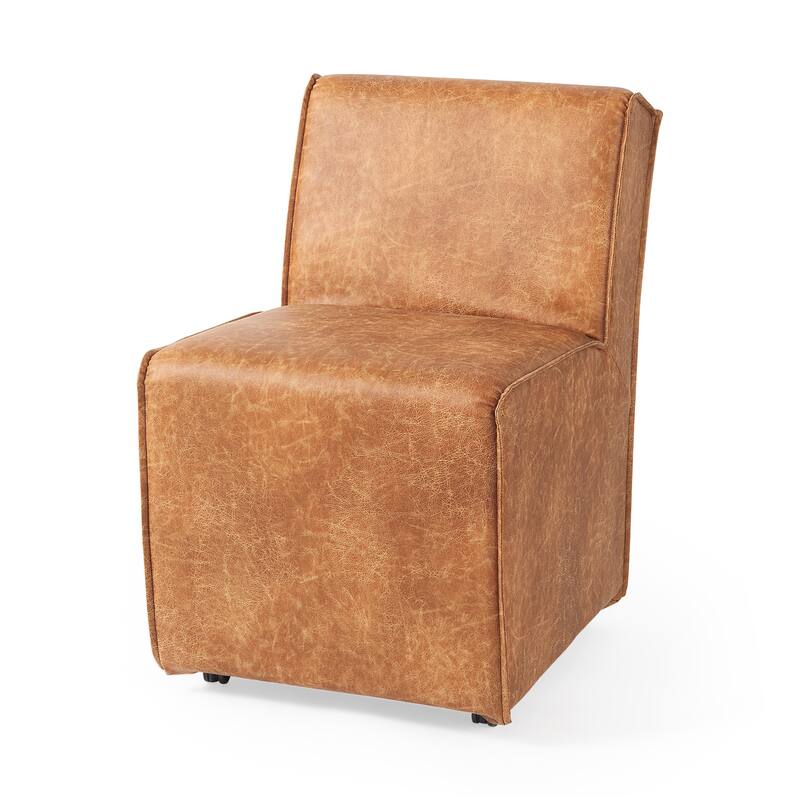 Damon Cognac Brown Faux Leather Dining Chair - 20.4"W x 27.1"D x 31.2"H - Single - 20.4"W x 27.1"D x 31.2"H - Cognac Brown
