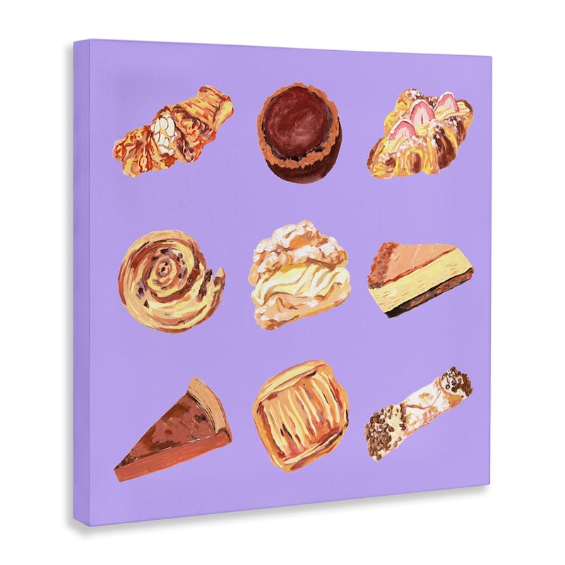 Stupell Delicious Pastries on Purple Canvas Wall Art Design By Melissa Wang
