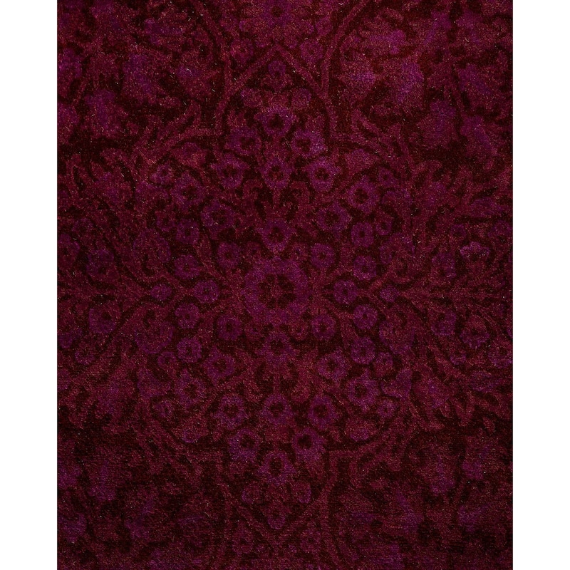 Overton Hand Knotted Wool Vintage Inspired Modern Contemporary Overdyed Purple Area Rug - 4' 0" x 6' 3"