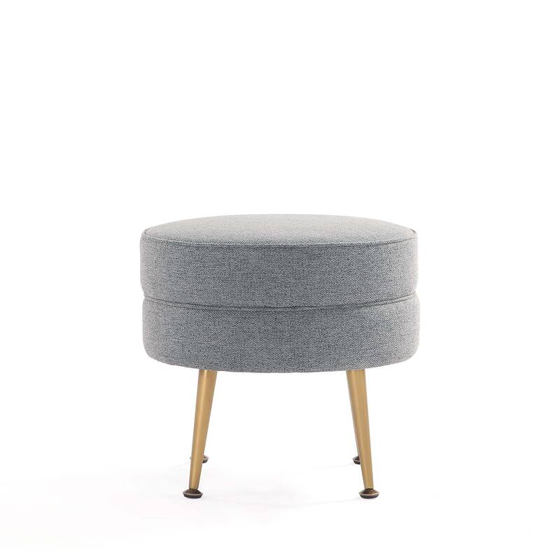 Upholstered Accent Ottoman with Metal Legs Mid Century Modern Design