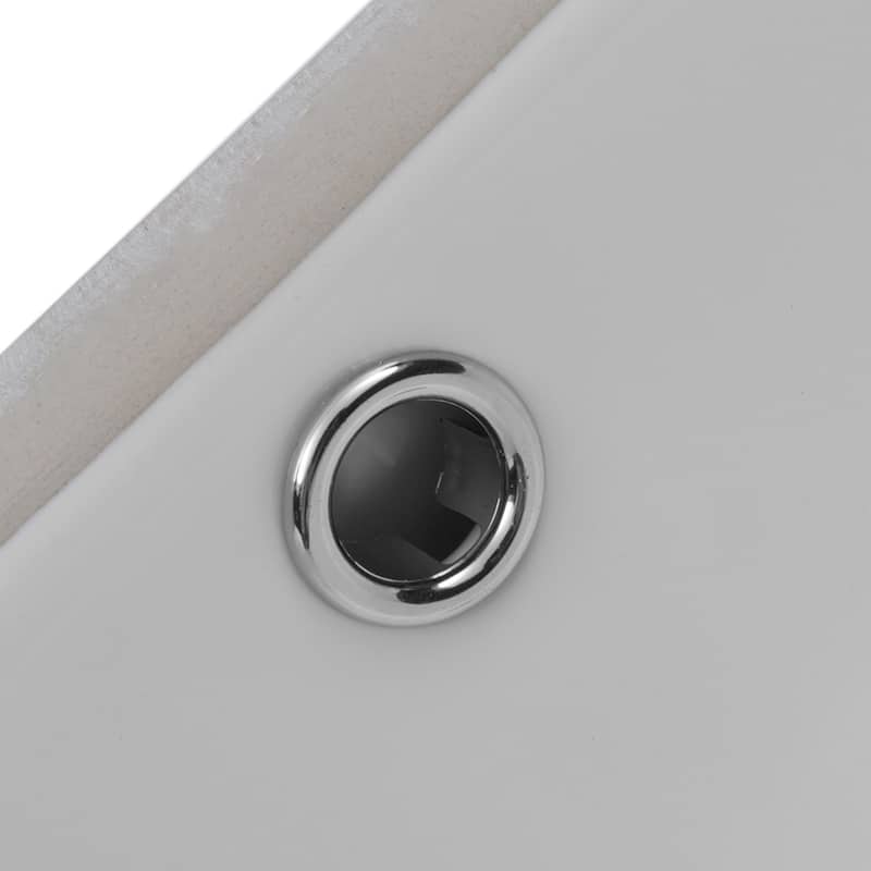White Rectangular Undermount Bathroom Sink with Overflow