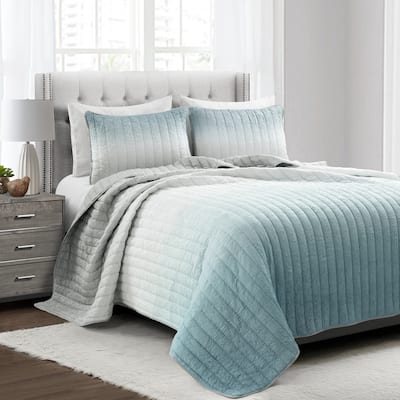 Lush Decor Crinkle Ombre 3 Piece Quilt Set