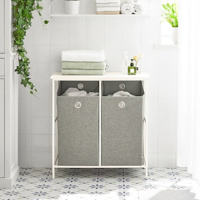Haotian BZR57-W, Bathroom Storage Laundry Cabinet With 2 Removable Baskets