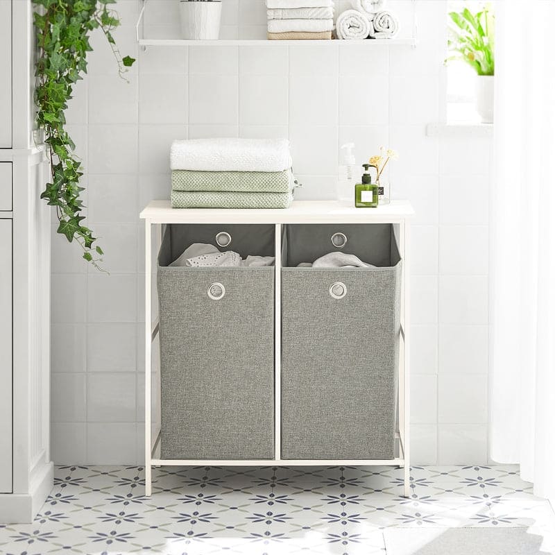 Haotian BZR57-W, Bathroom Storage Laundry Cabinet With 2 Removable Baskets