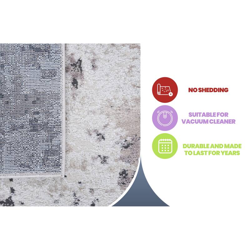 LOOM & LUXE Collection Cream/Brown/Traditional Non-Shedding Area Rug