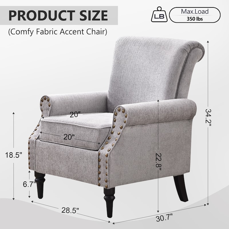 Mid-Century Modern Upholstered Accent chair with Solid Wood Legs