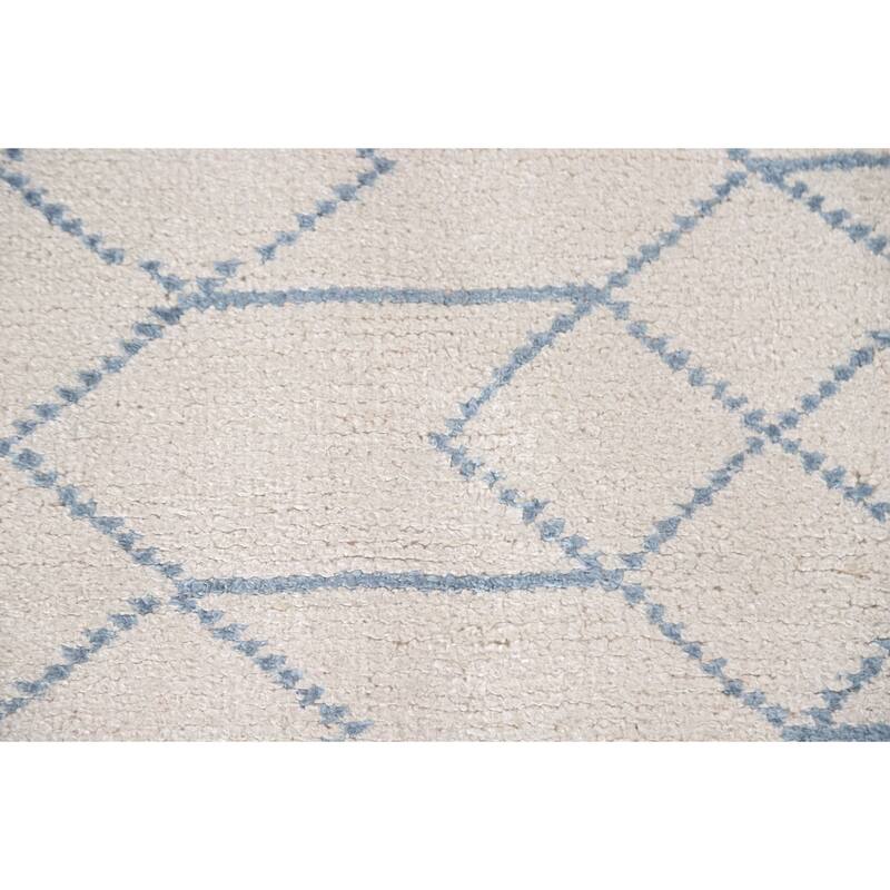 All-Over Trellis Moroccan Oriental Area Rug Hand-Knotted Wool Carpet - 5'1"x 8'0"