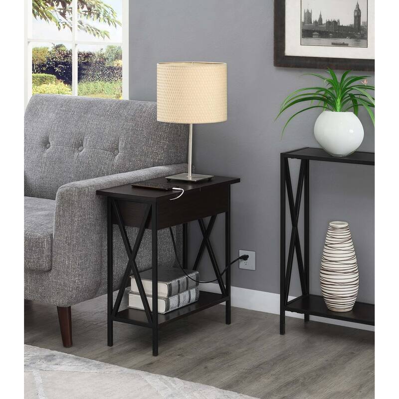 Carbon Loft Ehrlich Flip-top End Table with Charging Station - Espresso / Black