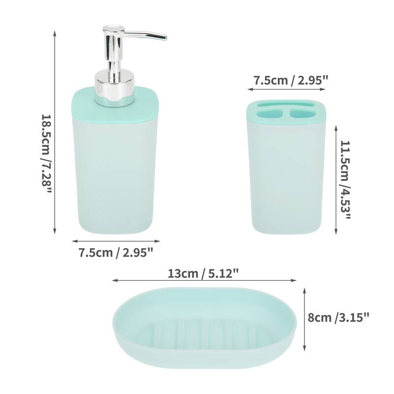 1 Set Durable Square Bathroom Accessories Kit for Bathroom - Blue