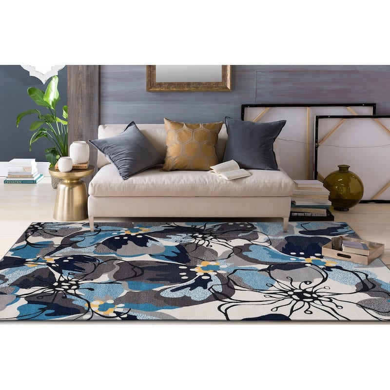 World Rug Gallery Modern Floral Non-Slip Area Rug