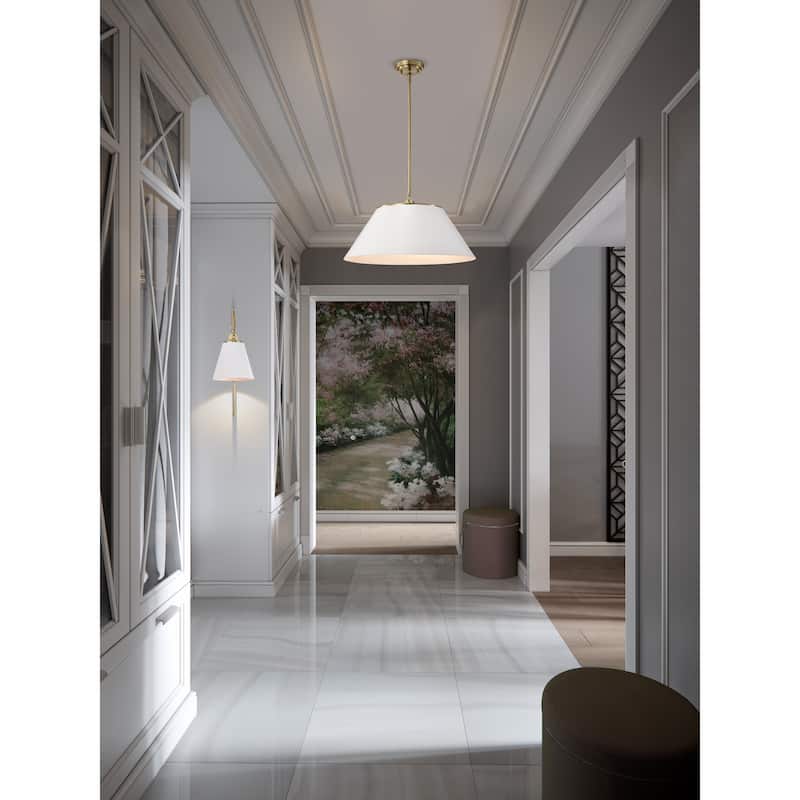 Dover 1 Light Wall Sconce White with Vintage Brass