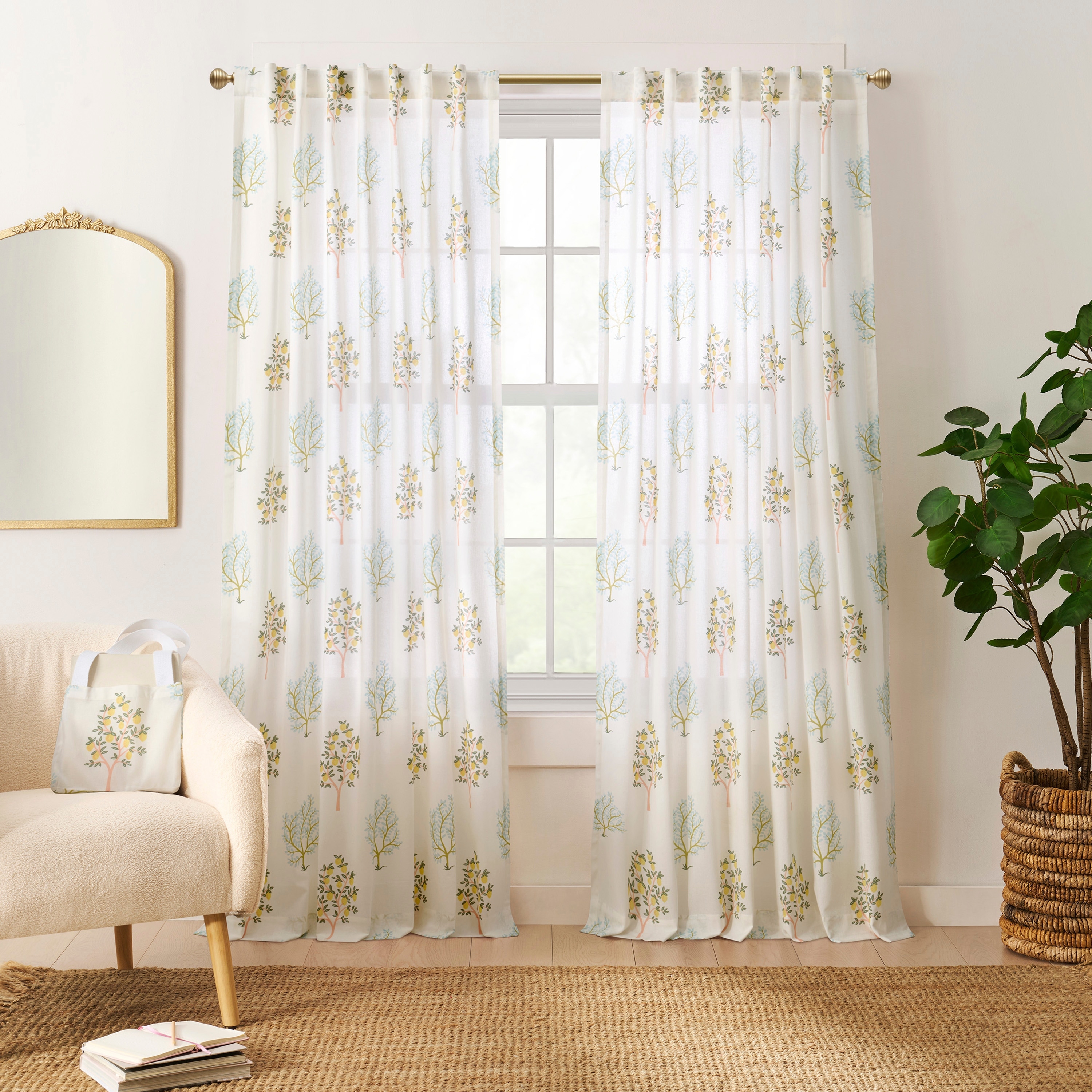 Peri Home Trees Curtain Panel Pair and Tote Bag Set