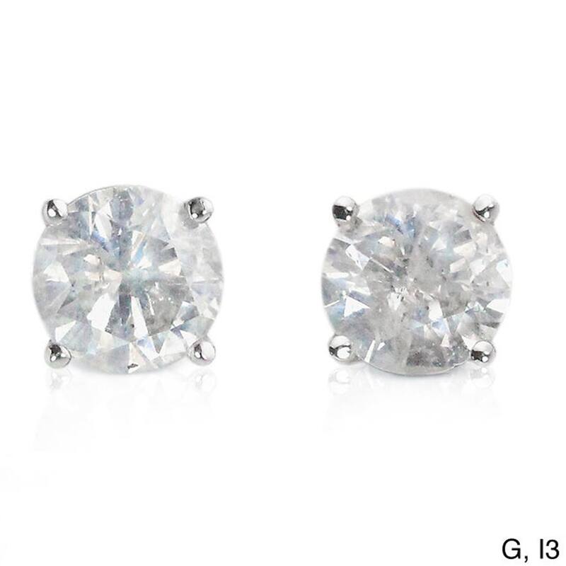Auriya Platinum 1 1/4ctw Round Diamond Stud Earrings Clarity-enhanced (E-F, G-H, H-I or J-K, SI1-SI2, I1-I2 or I2-I3) - G-H, I2-I3