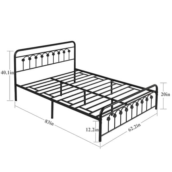 Javlergo Metal Bed Frame with Headboard and Footboard, No Box Spring ...