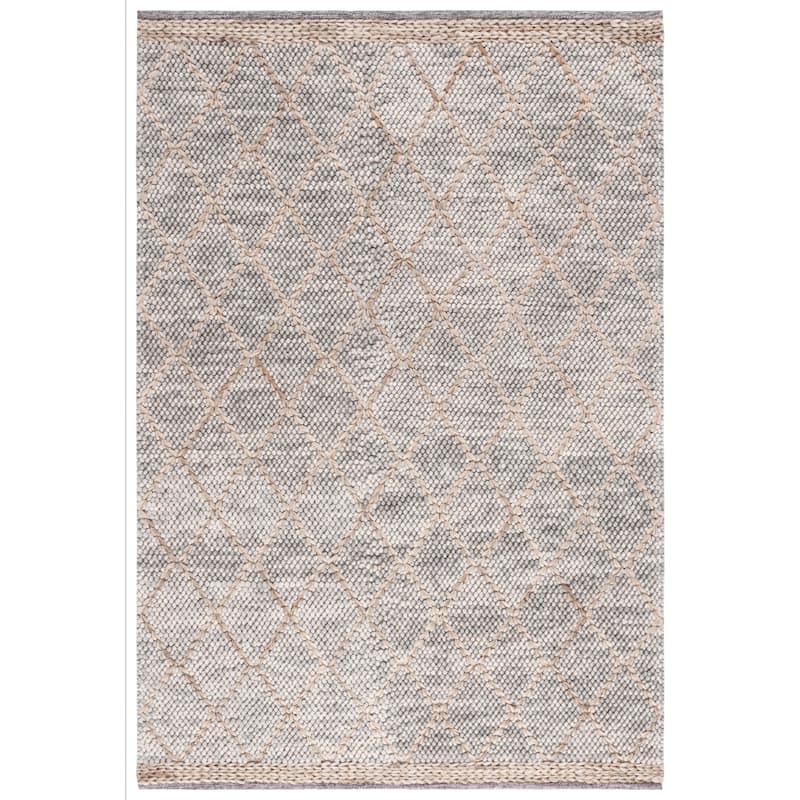 SAFAVIEH Handmade Natura Adorata Trellis Wool Rug - 6' Square - Light Grey/Natural - Square