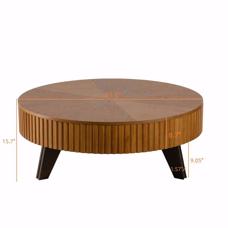 Retro Round Coffee Table with Storage
