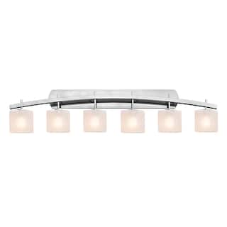 Justice Design Fusion Archway 6-light Polished Chrome Bath Bar, Frosted Crackle Oval Shade