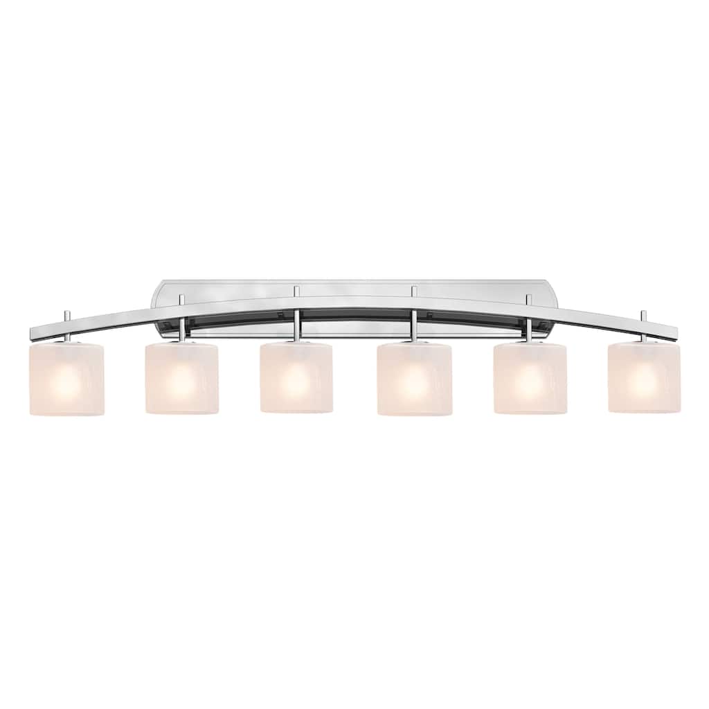 Justice Design Fusion Archway 6-light Polished Chrome Bath Bar, Frosted Crackle Oval Shade