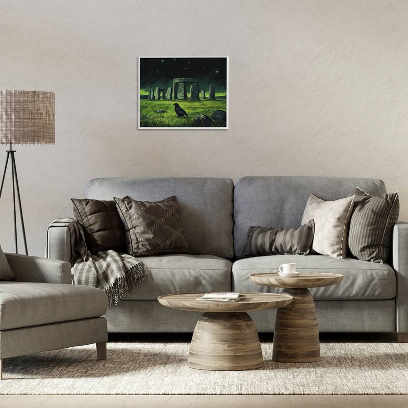 Stupell Crow & Stonehenge at Night Framed Giclee Art Design By Tom Crehan