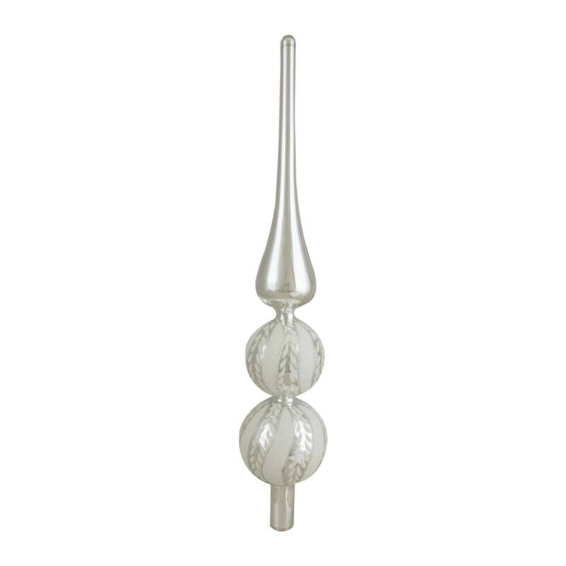 14.75" Glass Finial Christmas Tree Topper - Solid Silver