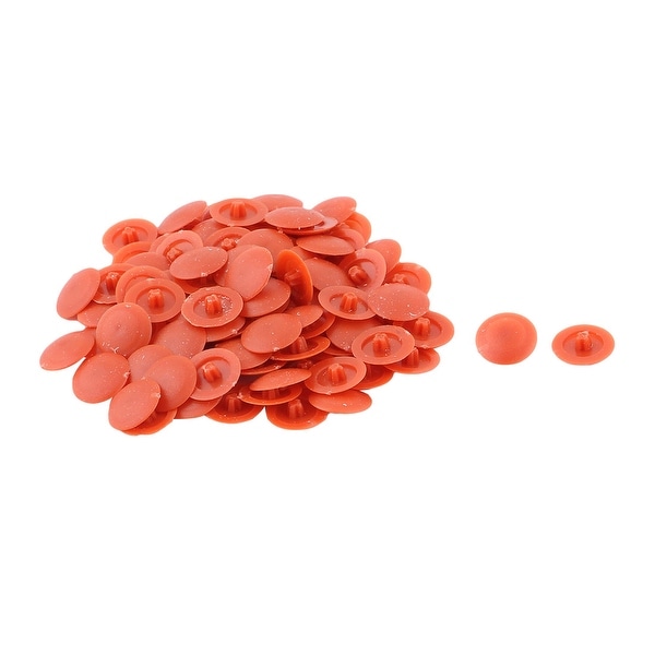 Plastic Round Shaped Phillips Screw Cap Cover Orange 12mm Diameter 100pcs