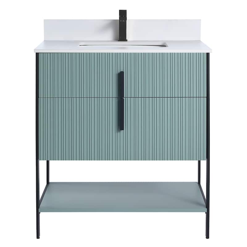 Fine Fixtures Serenity Modern Bathroom Vanity with White Stone Top