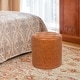 preview thumbnail 50 of 60, Adeco Round Ottoman Upholstered Tufted Faux Leather Footrest